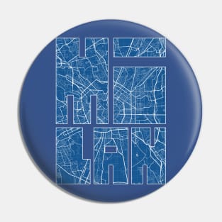 Milan, Italy City Map Typography - Blueprint Pin