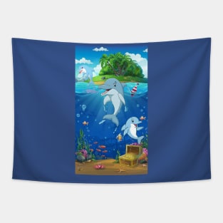 Dolphin in summer euphoria#2 Tapestry