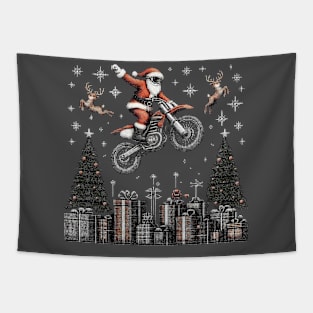 Biker Santa at Christmas vacation Tapestry