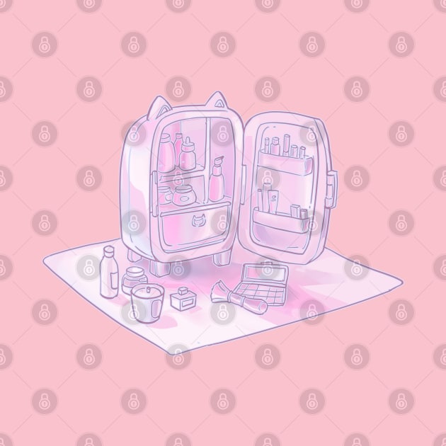 pink skincare mini fridge by evumango