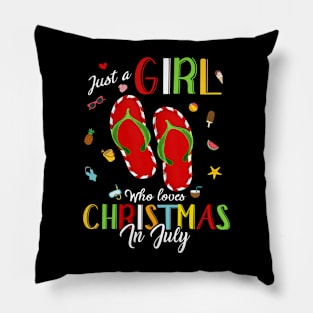 Just A Girl Who Loves Christmas In July Shirt Summer Gift Pillow