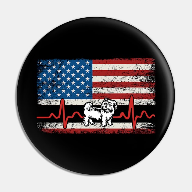 Funny Shih tzu American Flag Heartbeat Dog Lover Gift 4th Of July Pin by huytho2