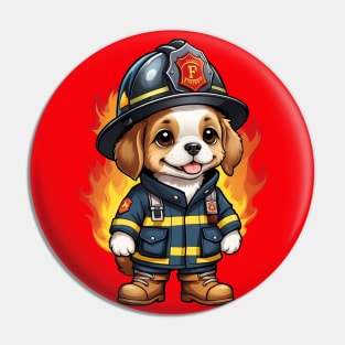 A cute Dalmatian dog dressed up as a firefighter Pin