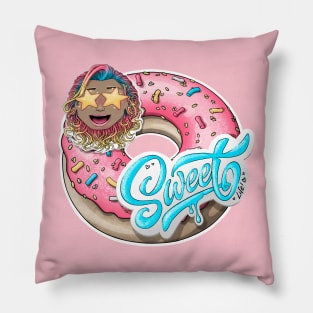 Reva Prisma sweet life donut withe wauw face emoji Pillow