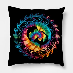 Hammerhead Shark Dolphin Rainbow Tie Dye Pillow