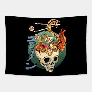 Ramen Skull Japanese Noodles Skull Anime Great Ramen Wave Tapestry