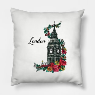 Floral Big Ben London Pillow