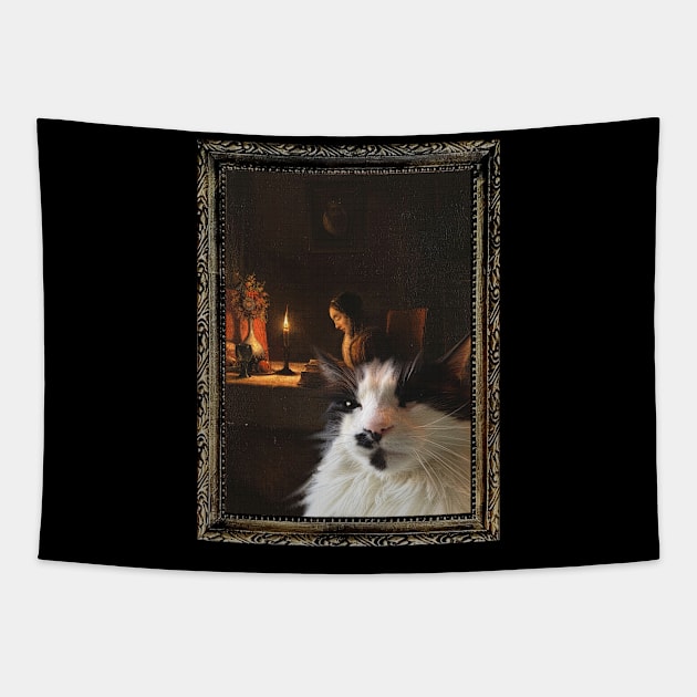 Cat Romantic Painting Tapestry by TenomonMalke