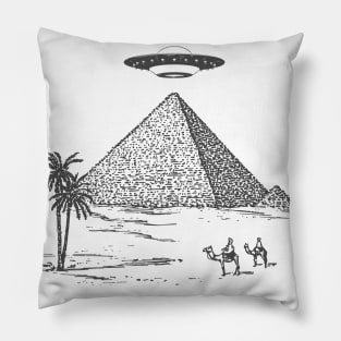 UFO Over Egyptian Pyramids Aliens and Spacecore Pillow