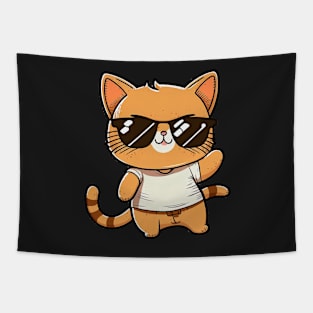 Cat wearing sunglasses swag Tapestry