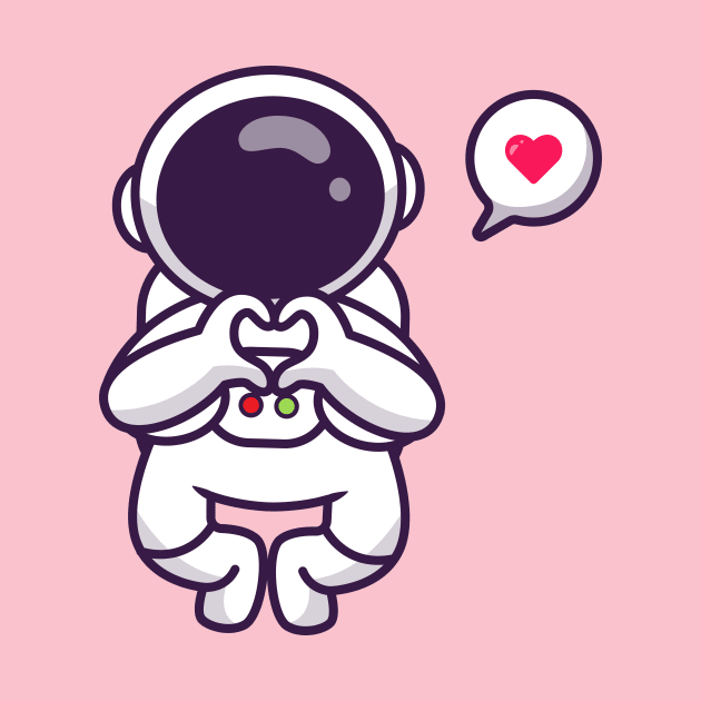 Cute Astronaut Flying With Love Sign Hand by Catalyst Labs