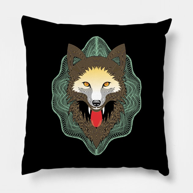 Wolf Wild Polygonal Pillow by noranajas