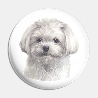 Cute Maltese Watercolor Art Pin