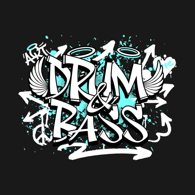 DRUM AND BASS  - Grafitti Steez (Blue/White) by DISCOTHREADZ 