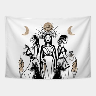 Hecate, Triple Moon Goddess, Goddess of Witchcraft and Magic Tapestry