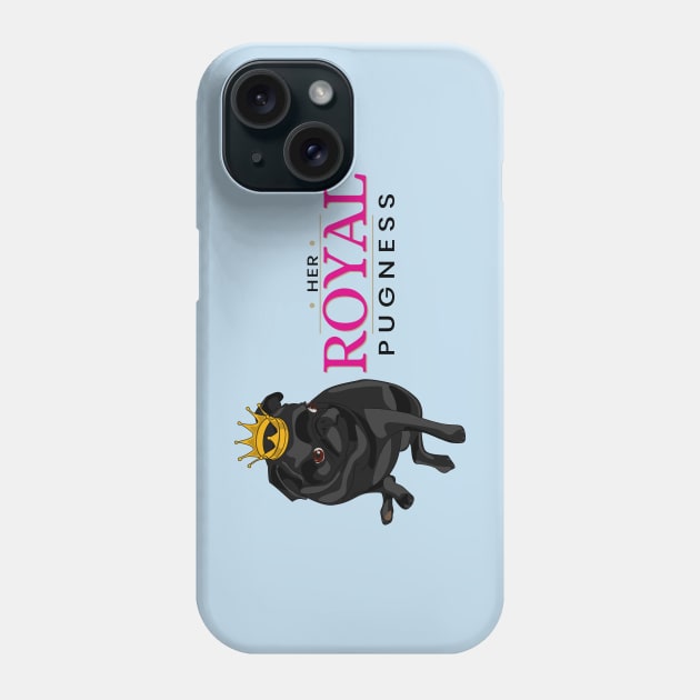 Her Royal Pugness - Black Pug with Gold Crown Design Phone Case by Fun Funky Designs