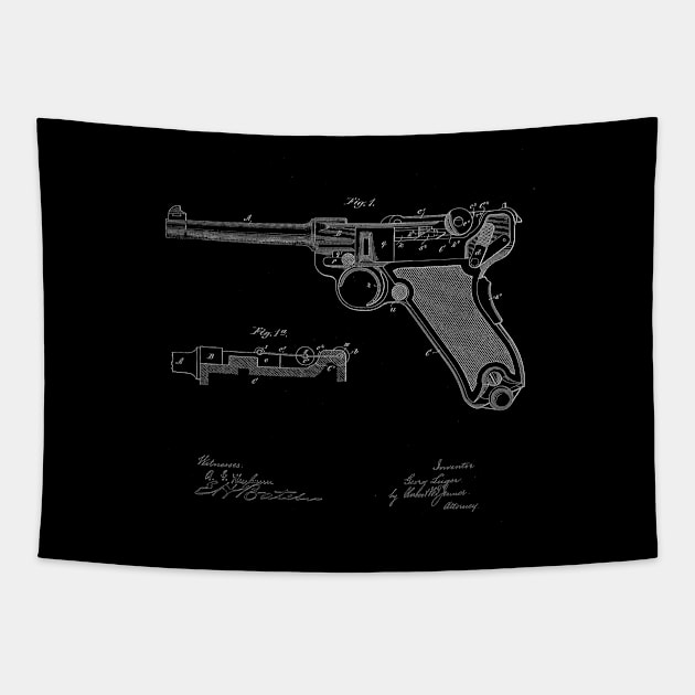 recoil loading small arms Vintage Patent Drawing Tapestry by TheYoungDesigns