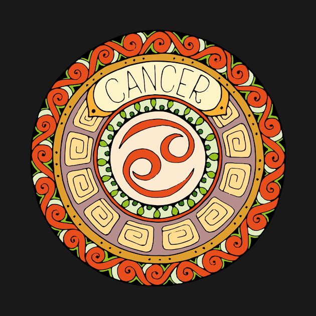 Cancer Zodiac Sign Colorful Birth Horoscope Circle by peter2art