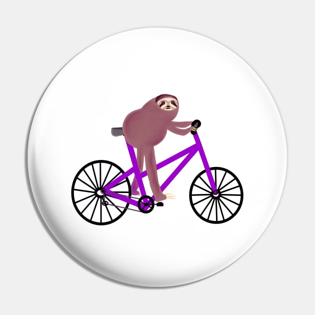 Sloth On A Purple Bike Pin by CatGirl101