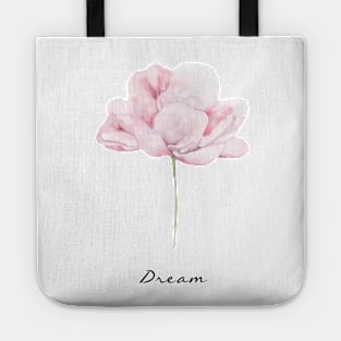 Floral art with "Dream" quote Tote