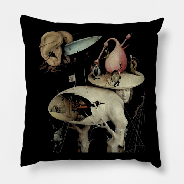 Tree Man, Surreal, Hieronymus Bosch, The Garden of Earthly Delights Pillow by VintageArtwork