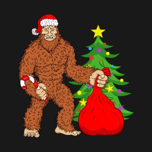 BigFoot Santa with Christmas Tree T-Shirt