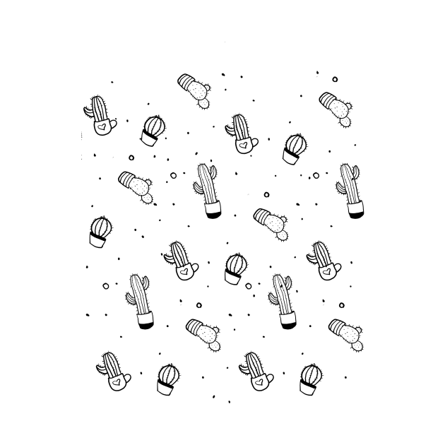 Cute cactus pattern, black and white by PeachAndPatches