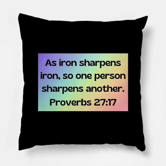 Bible Verse Proverbs 27:17 Pillow by Prayingwarrior