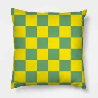 Checkerboard Square Seamless Pattern - Yellow & Fern Green Pillow