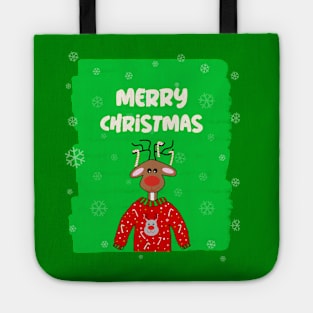 MERRY Christmas Ugly Reindeer Sweater Tote