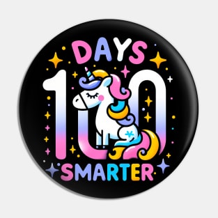 100 days smarter, whimsical unicorn, unicorn Pin