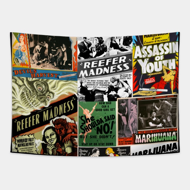 Vintage film posters - anti marijuana propaganda collage Tapestry by Try It