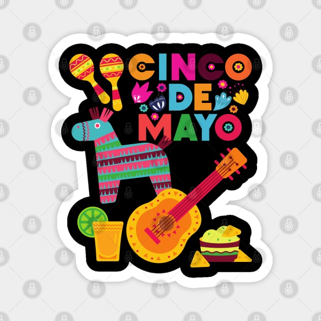 Cinco De Mayo Fun colorful celebration fifth may Mexican style cactus piñata Sombrero Magnet by BoogieCreates