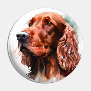 Red Irish Setter Watercolor Portrait Pin