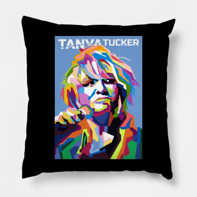 Tanya Tucker in WPAP Popart Illustrations Pillow by smd90