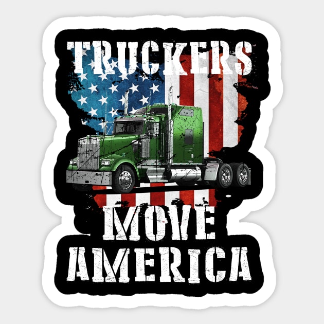 Truck Driver American USA Flag Patriotic Trucker' Sticker