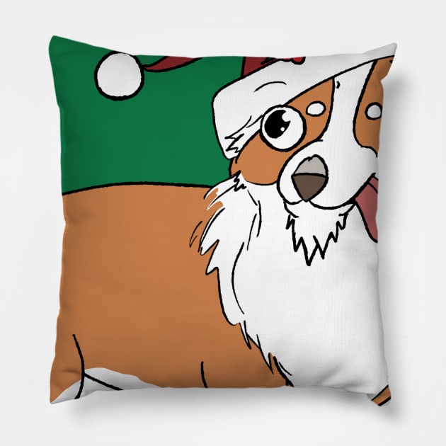 Christmas Corgi Pillow by Fool King Media