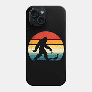 Bigfoot Sasquatch Walking a Duck Funny Vintage Sunset Phone Case