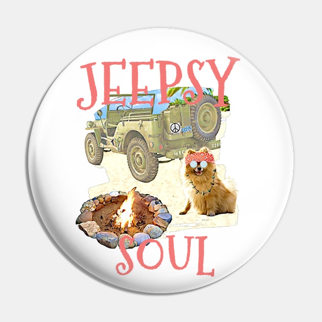 Jeepy Soul Pomeranian Pin by Witty Things Designs