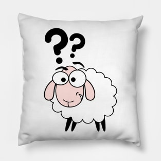 White sheep with question mark Pillow