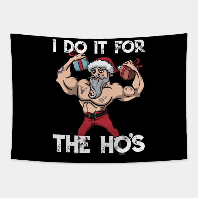 I Do It For The Ho's Santa Claus Offensive Christmas Meme Tapestry by TellingTales