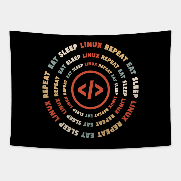 Linux - Retro - Eat Sleep Linux Repeat Tapestry by CoolTeez