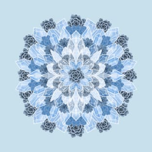 Crystals Succulents Mandala BLUE T-Shirt