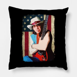 Stevie Ray Vaughan Vintage American Flag Pillow