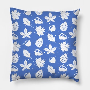 Graphic Nature Pattern on Slate Blue Background Pillow