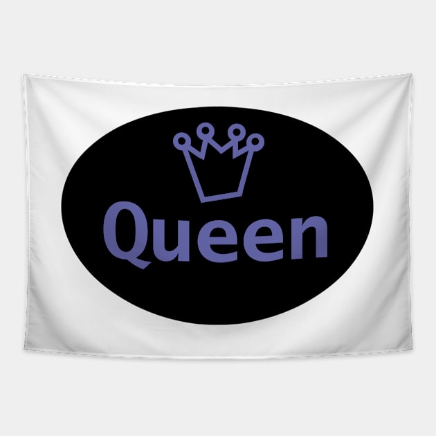 Veri Peri Queen and Crown on Black Oval Tapestry by ellenhenryart