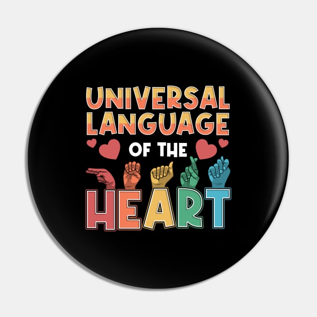 ASL Sign Language Teacher Deaf Person Signage Alphabet Heart Pin by Silly Dad Shirts