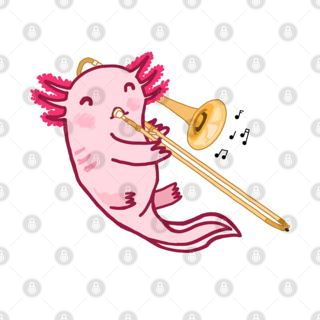 Trombone Axolotl by Artstuffs121