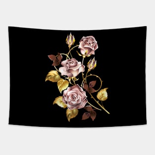 Composition with Pink Gold Roses Tapestry