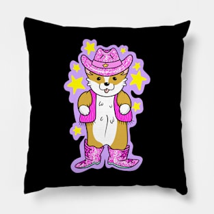 Cute Pink Cowboy Corgi Pillow